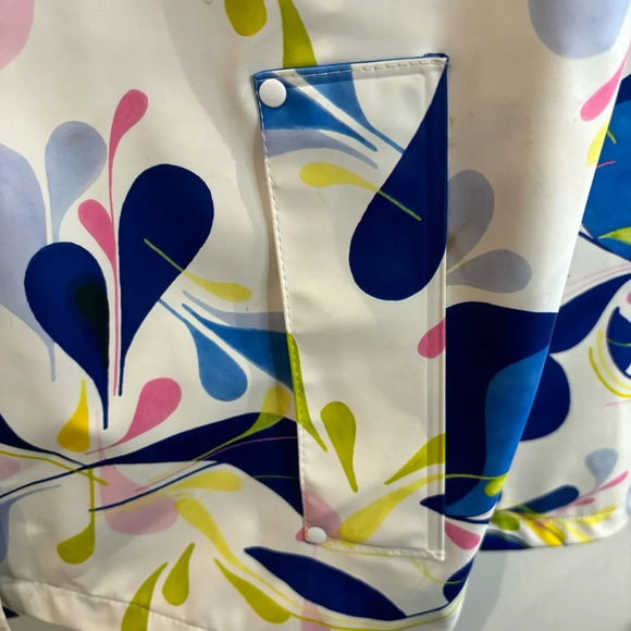 HELLY HANSEN Sz S Moss  Floral Hooded Pockets Drawstring Rain Coat Jacket NWOT - Picture 4 of 13